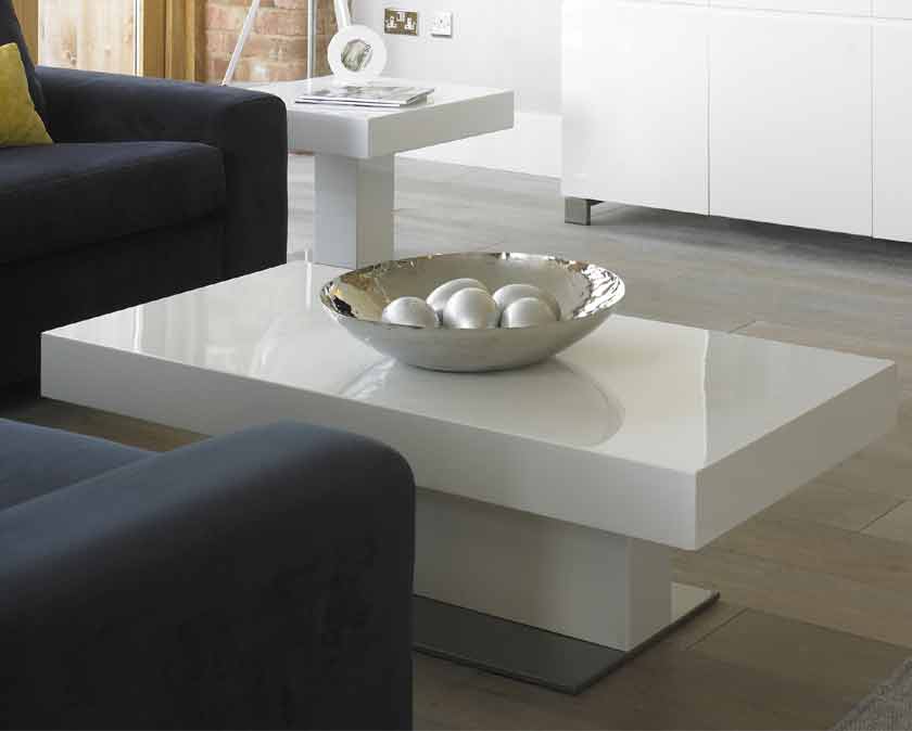 White High Gloss Coffee Table with Storage Ideas