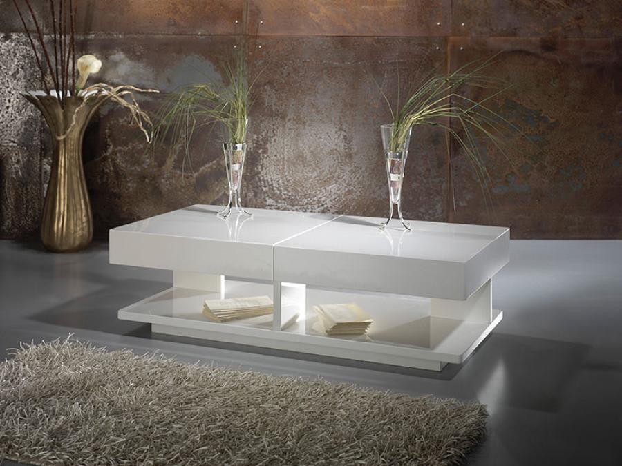 White High Gloss Coffee Table with Storage Ideas