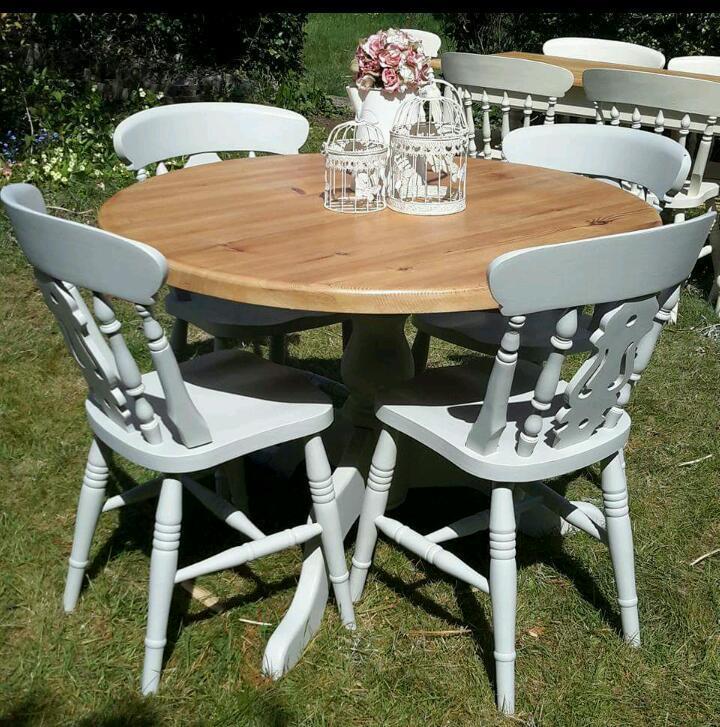 Top 50 Shabby Chic Round Dining Table and Chairs - Home Decor Ideas