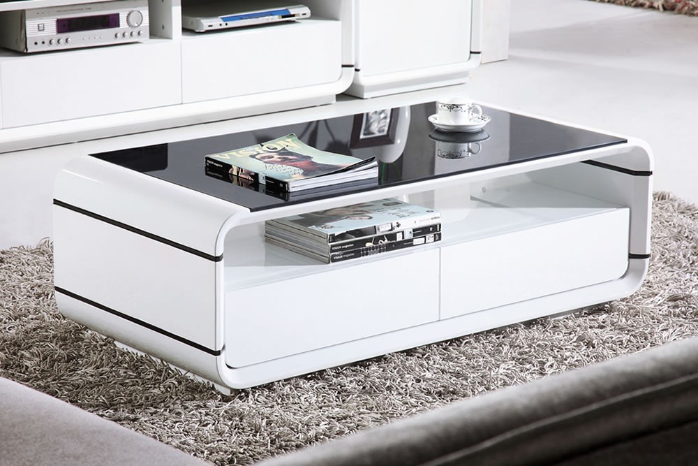 White High Gloss Coffee Table With Storage Ideas