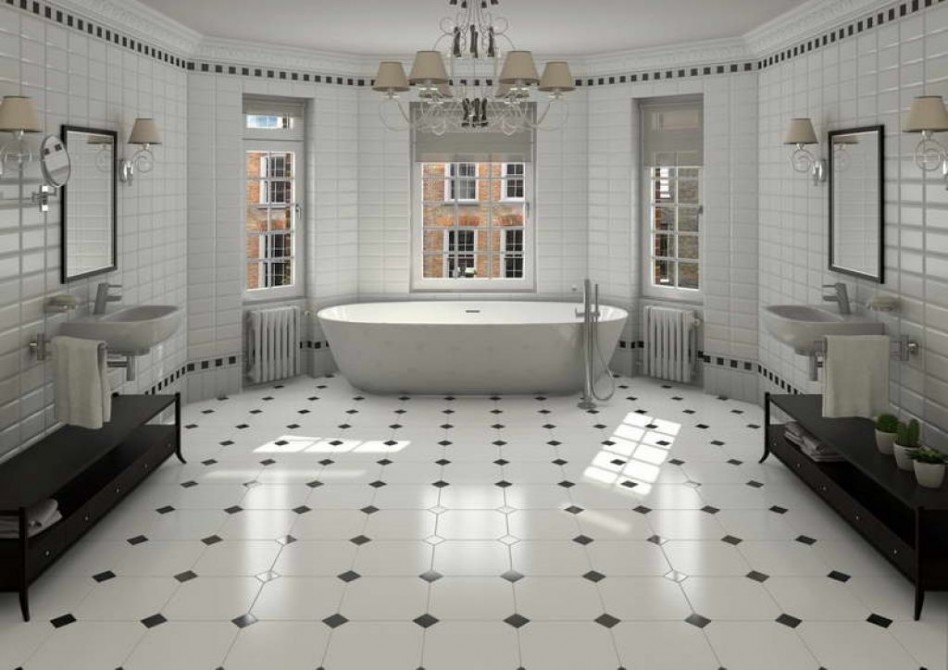 black and white floor tiles bathroom - Home Decor Ideas