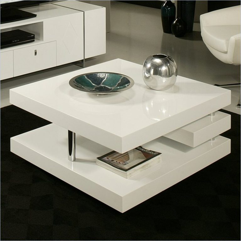 White High Gloss Coffee Table with Storage Ideas