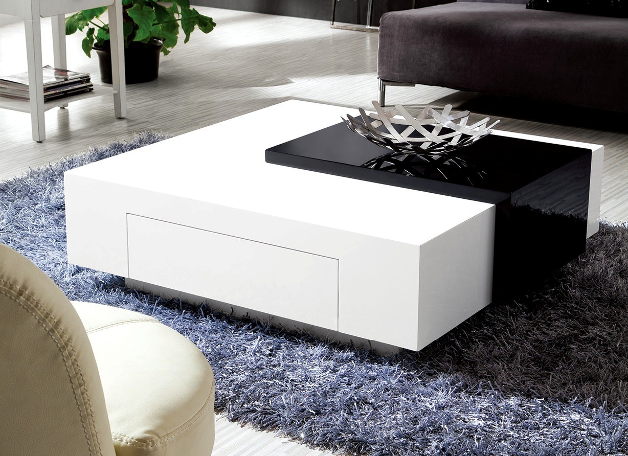 White High Gloss Coffee Table with Storage Ideas