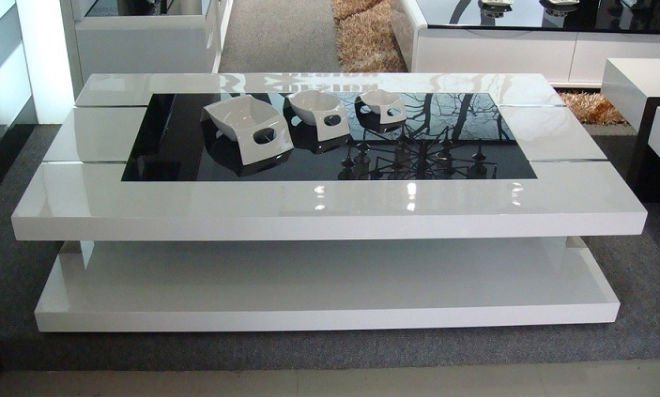 White High Gloss Coffee Table With Storage 