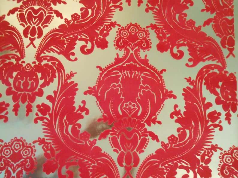 red flocked damask wallpaper
