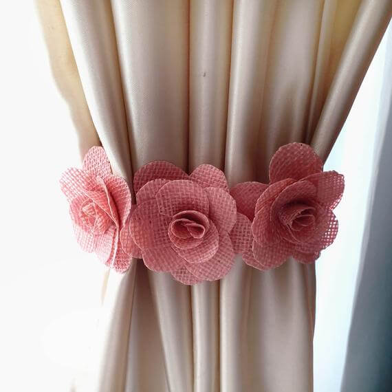 Floral Curtain Tie Backs Rose