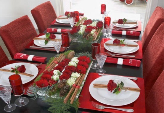 red and silver christmas table decorations idea uk