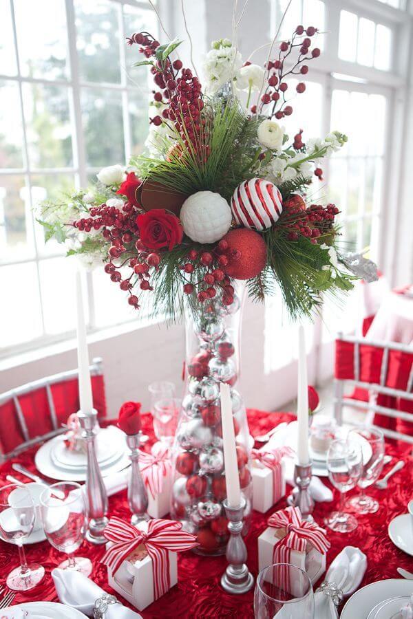 red and silver christmas table decorations uk