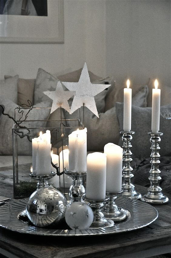 white and silver christmas table decoration ideas uk