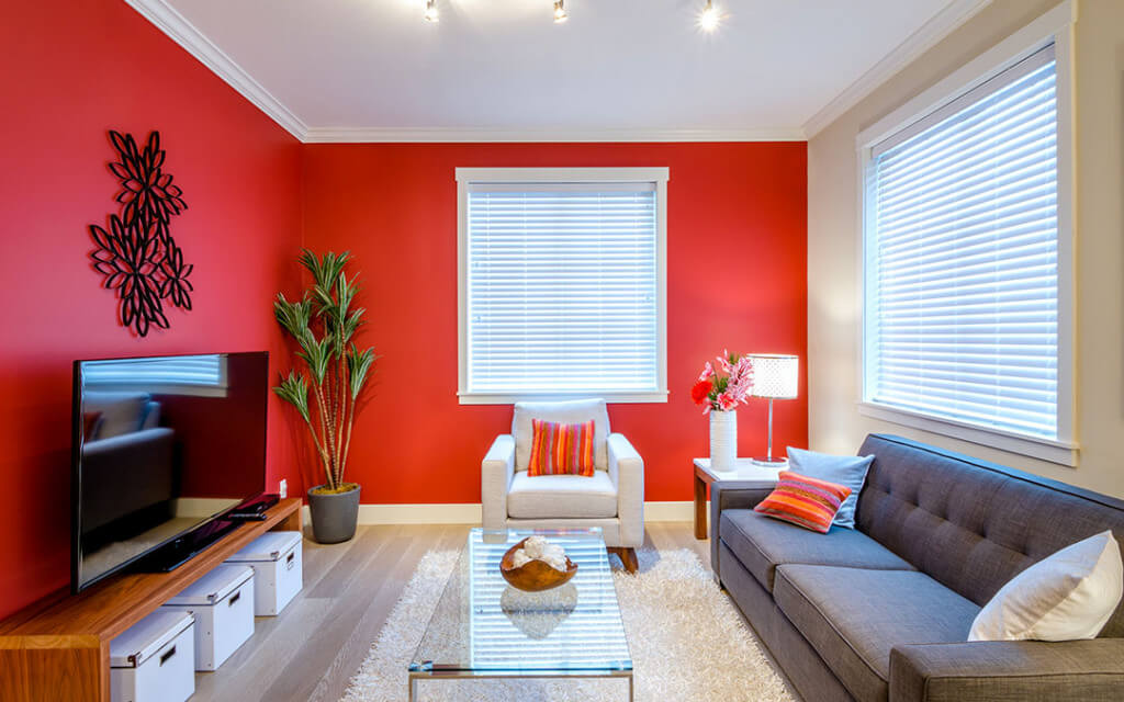 Red Feature Wall Living Room Ideas