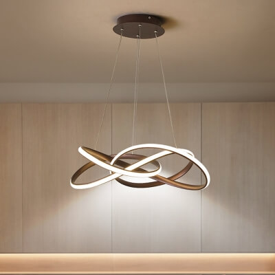 24 5 Wide Twisted Chandelier Light Modern Led Acrylic Ceiling Pendant In Brown 156940296160