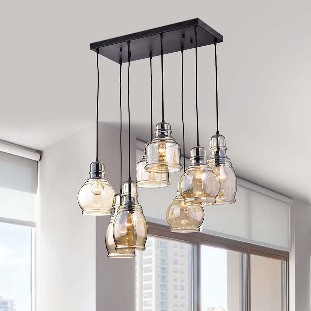 Mariana 8 Light Cognac Glass Cluster Pendant In Antique Black Finish Ba4de699 Ea52 4095 B006 B647be91200f 1000