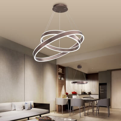 Brown Ring Pendant Lighting Modern 1 2 3 Light Led Metal Ceiling Chandelier For Foyer 1569402818833