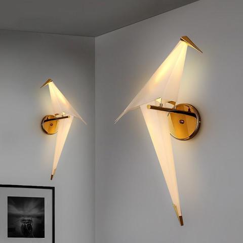 Post Modern Novelty Led Living Room Wall Sconces Origami Bird Style Led Indoor Wall Lamps Large