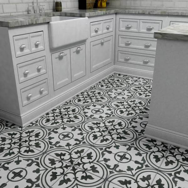 Black And White Tile Floor Kitchen Uk