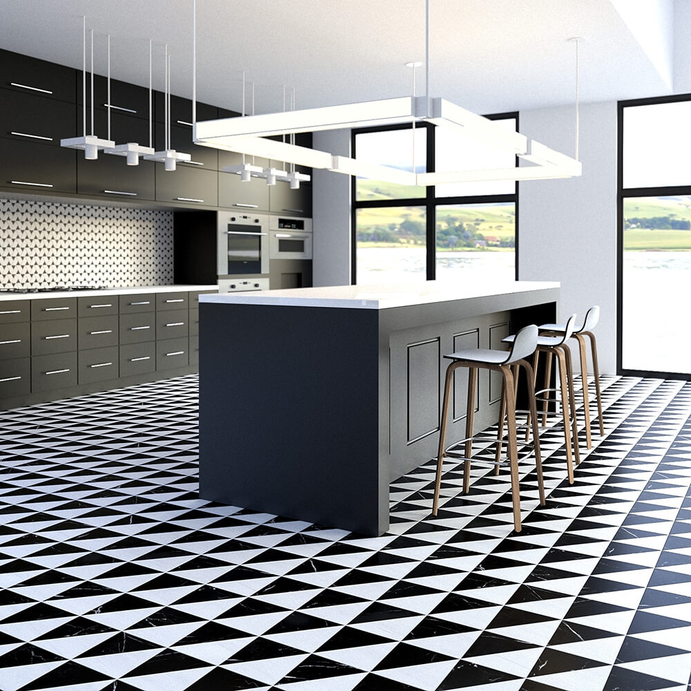 Black And White Floor Tiles Kitchen