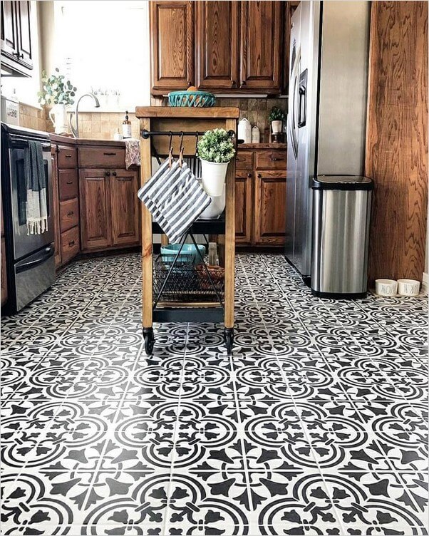 Black And White Tile Floor Kitchen