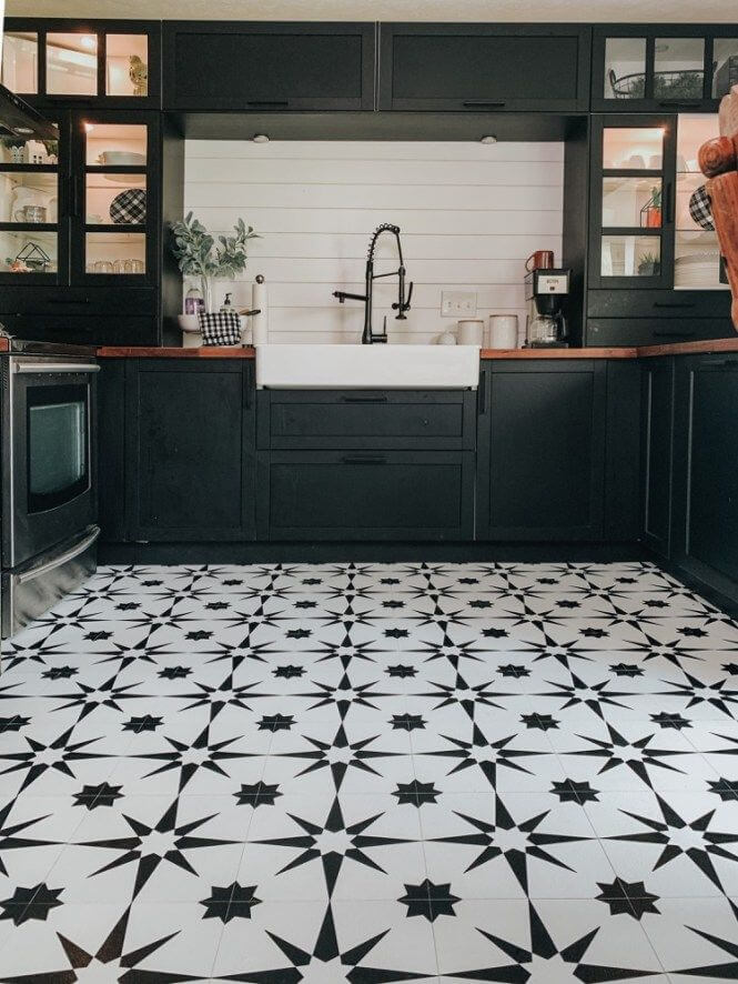 Black And White Tile Floor Kitchen Uk