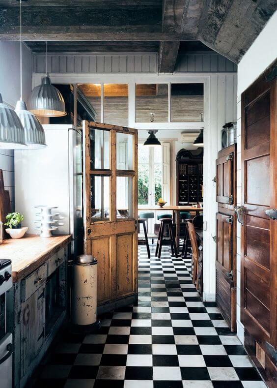 Black And White Tile Floor Kitchen