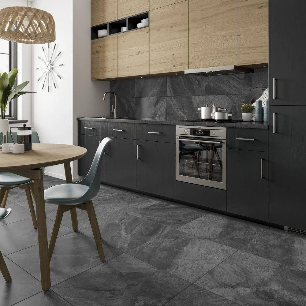 Dark Grey Kitchen Tiles