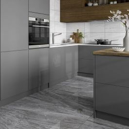 Grey Tile Effect Kitchen Floor
