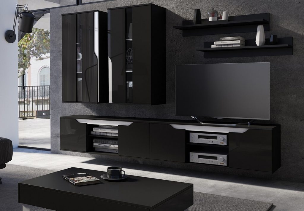 40 Best Black Wall Units for Living Room Contemporary Ideas UK