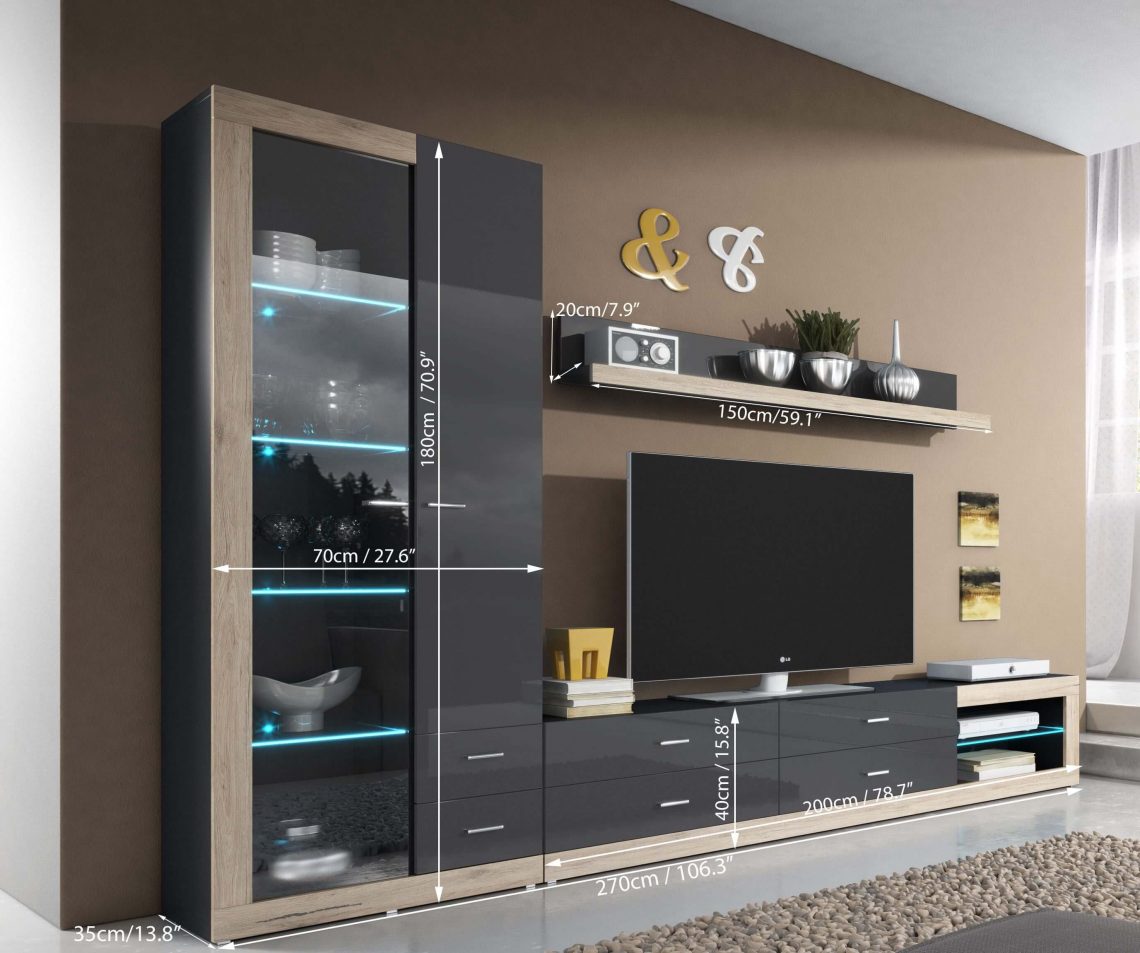 Black living room storage cabinet