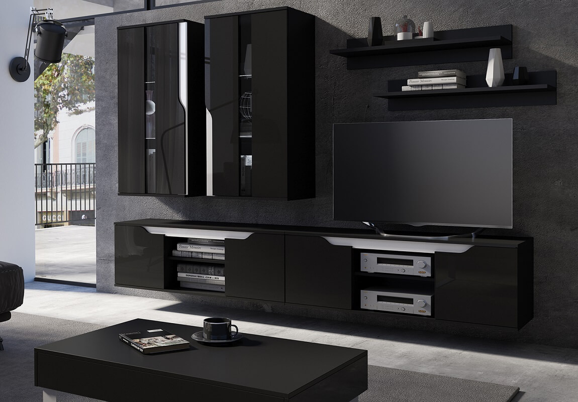 Black Gloss Cabinets For Living Room