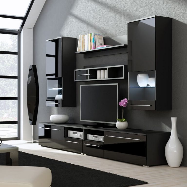 40 Best Black Wall Units for Living Room Contemporary Ideas UK