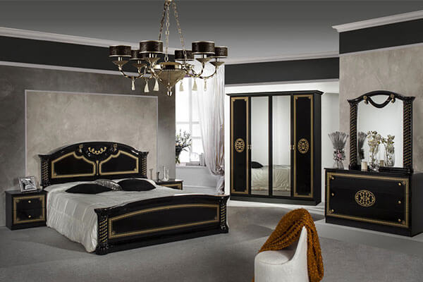 Black And Gold Nightstand Set