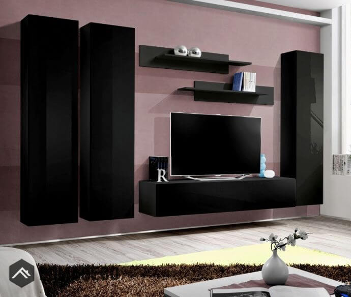 Black Wall Units For Living Room Ideas (2)