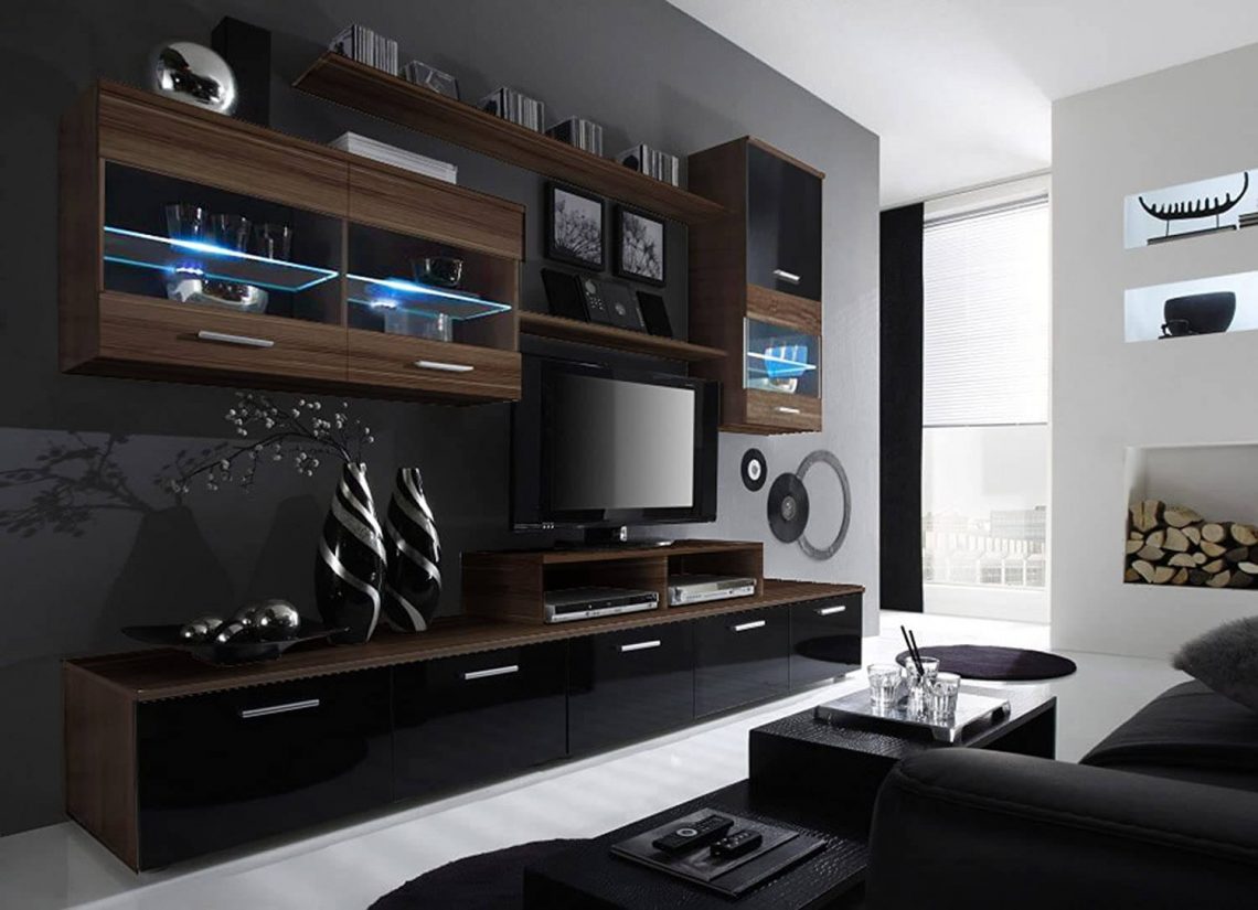 40 Best Black Wall Units for Living Room Contemporary Ideas UK
