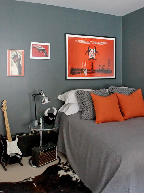 Burnt Orange And Grey Bedroom