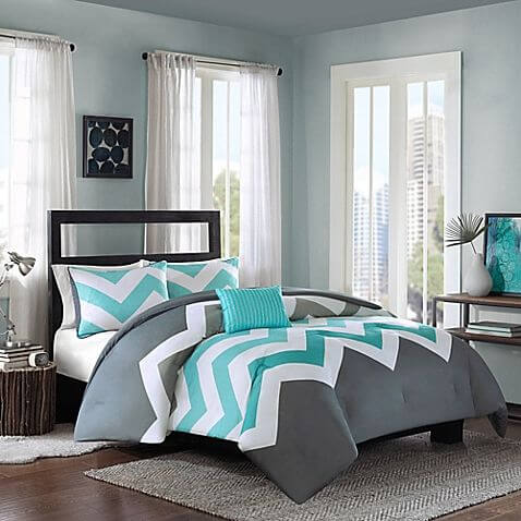 Gray Teal Bedroom