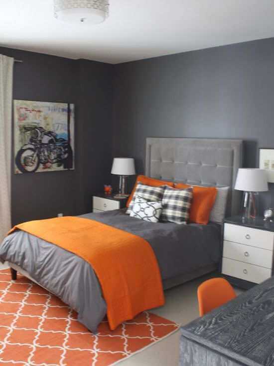 Grey And Orange Bedroom Ideas
