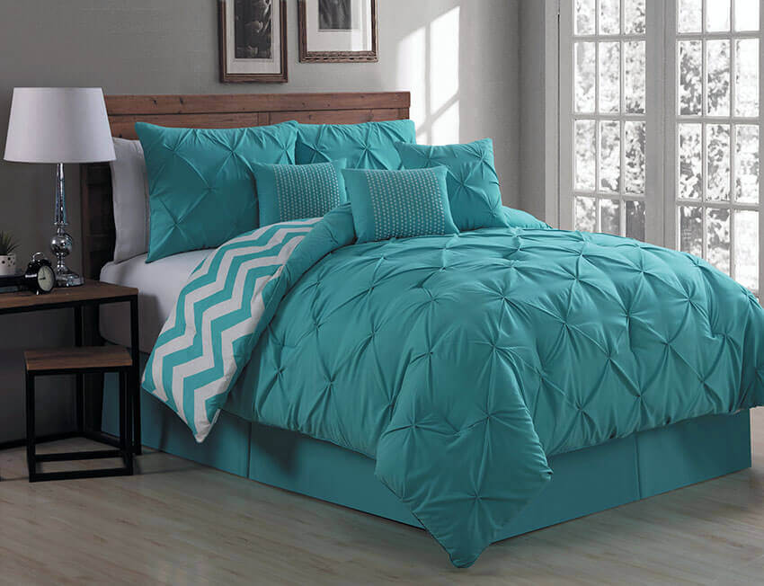 Grey White And Teal Bedroom