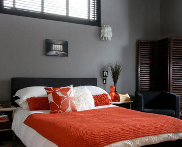 Orange And Grey Bedroom