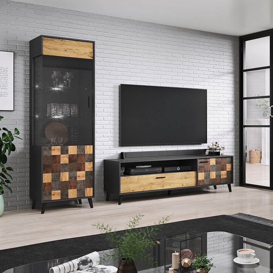 40 Best Black Wall Units for Living Room Contemporary Ideas UK