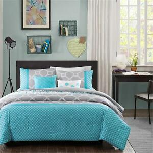 Teal Grey Bedroom