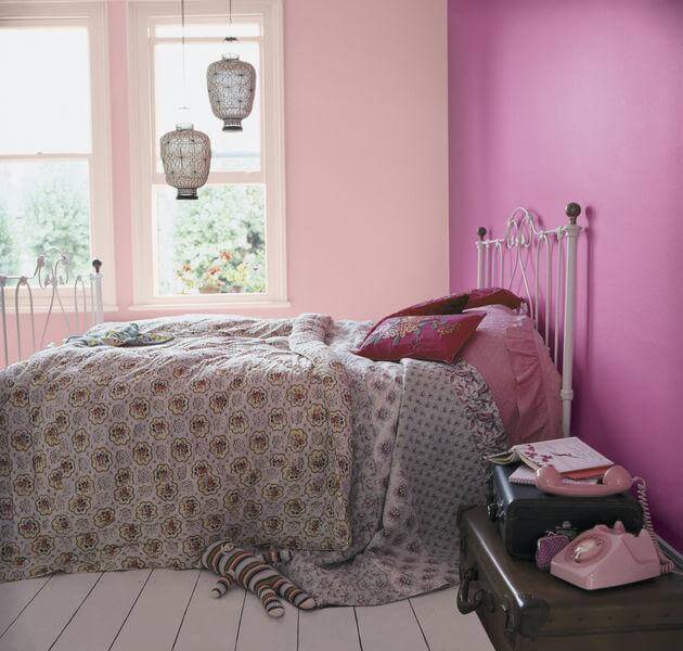 Two Tone Pink Bedroom Walls