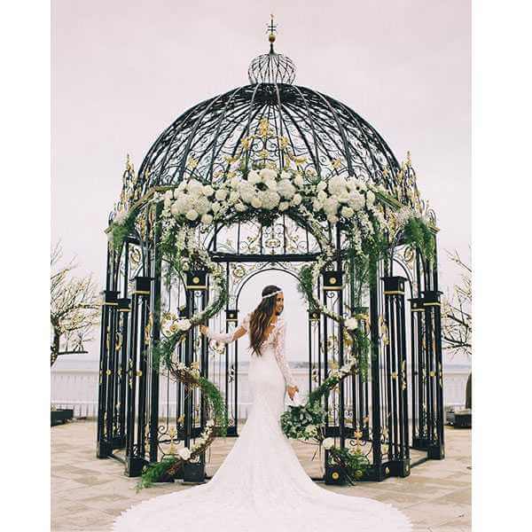 Beautiful Small Metal Decor Art Wrought Iron Gazebo For Wedding Ceremony For Sale IOK 254