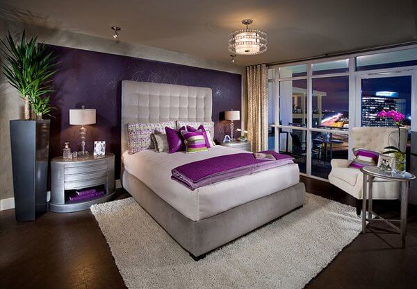 Dark Purple And Grey Bedroom